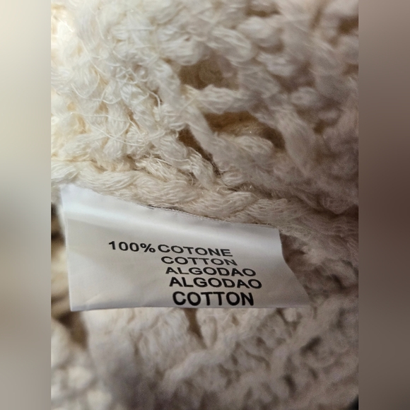 AZ Cotton Crochet Lace Knit Cardigan S Natural Earth Color Long Sleeve - Picture 5 of 5